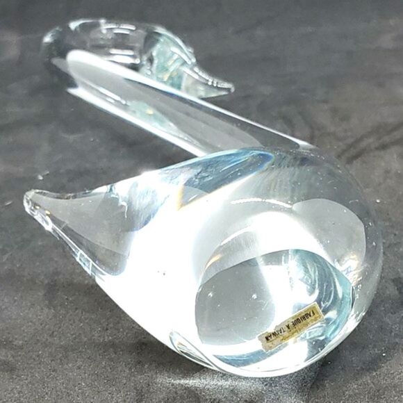 Vintage MCM Clear Art Glass Swan Paperweight or Figurine - Picture 11 of 13